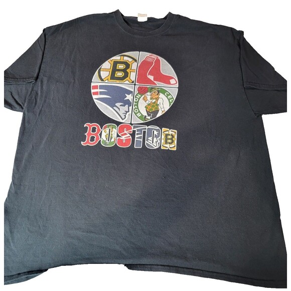 Gildan Boston sports teams t-shirt Patriots, Red Sox, Bruins, Celtics Black 2XL - Picture 1 of 6
